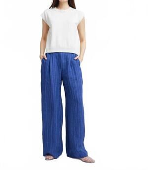 NEW SELF CONTRAST caroline wide leg pants in blue stripe